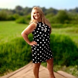 ALYX dress polka dotted black white sleeveless size 14 great for office …